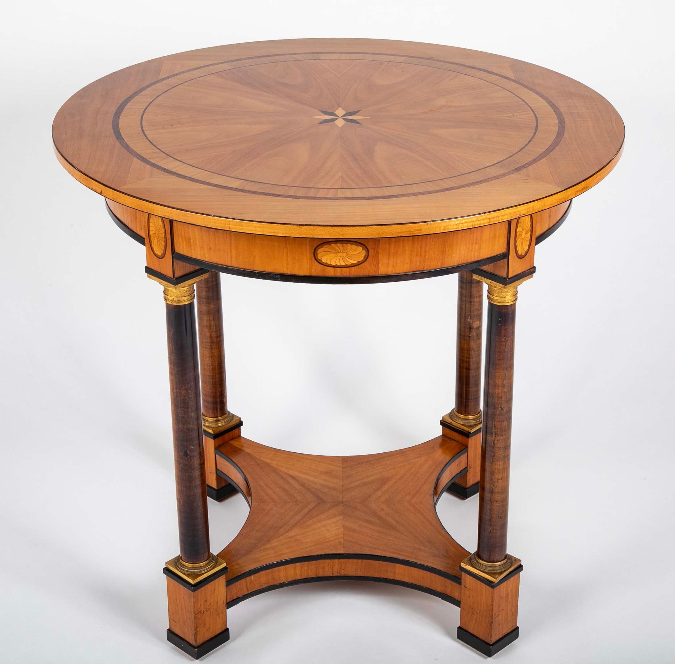 Charles X Satinwood Round Four Column Center Table – Avery & Dash ...