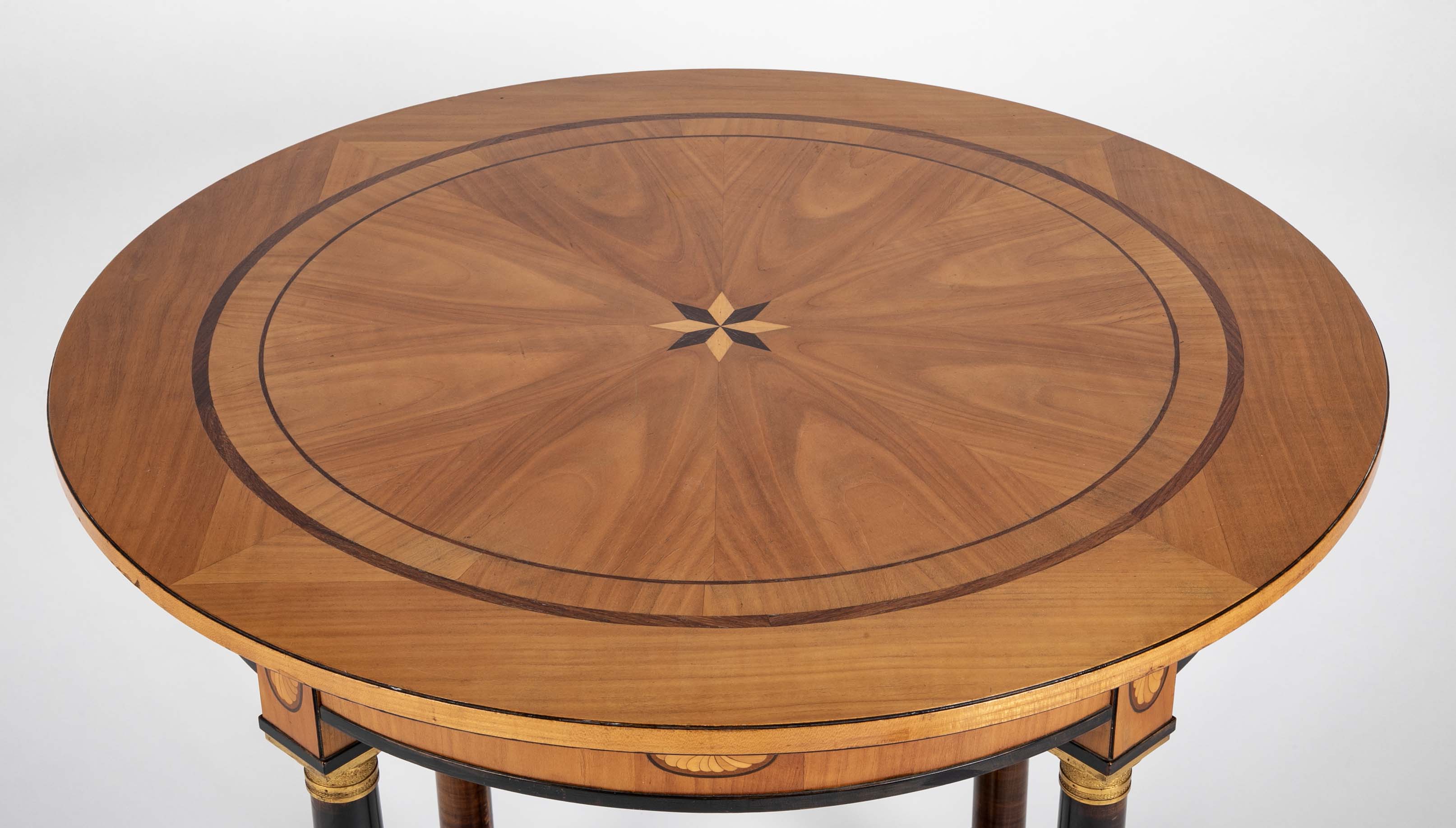 Charles X Satinwood Round Four Column Center Table