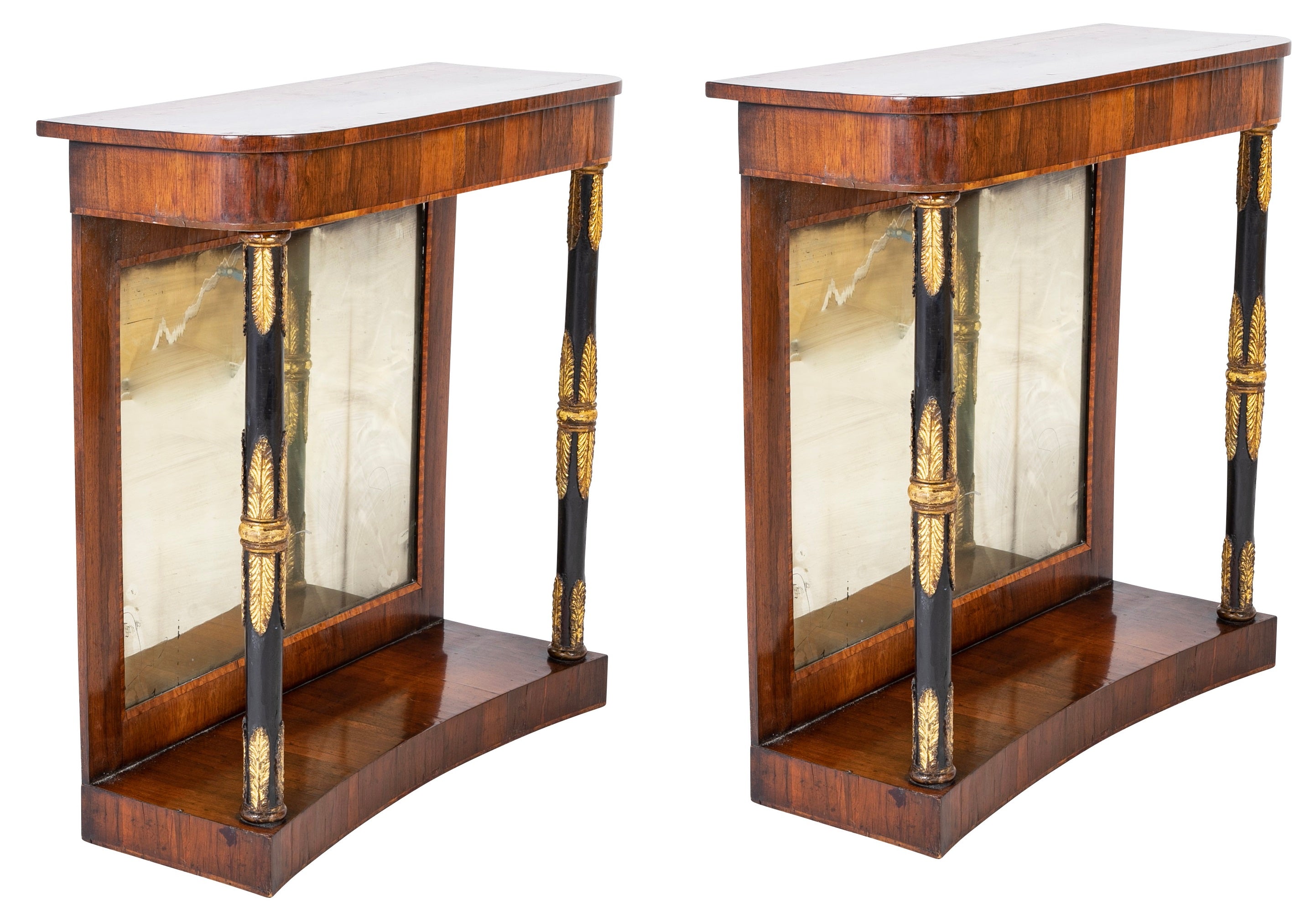 Pair of Early 19th Century Regency Rosewood Mirror Back Console Tables