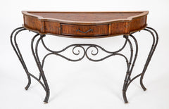 Pair of Bamboo and Fruitwood Serpentine Console Tables