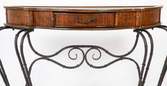 Pair of Bamboo and Fruitwood Serpentine Console Tables