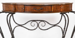 Pair of Bamboo and Fruitwood Serpentine Console Tables