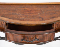 Pair of Bamboo and Fruitwood Serpentine Console Tables