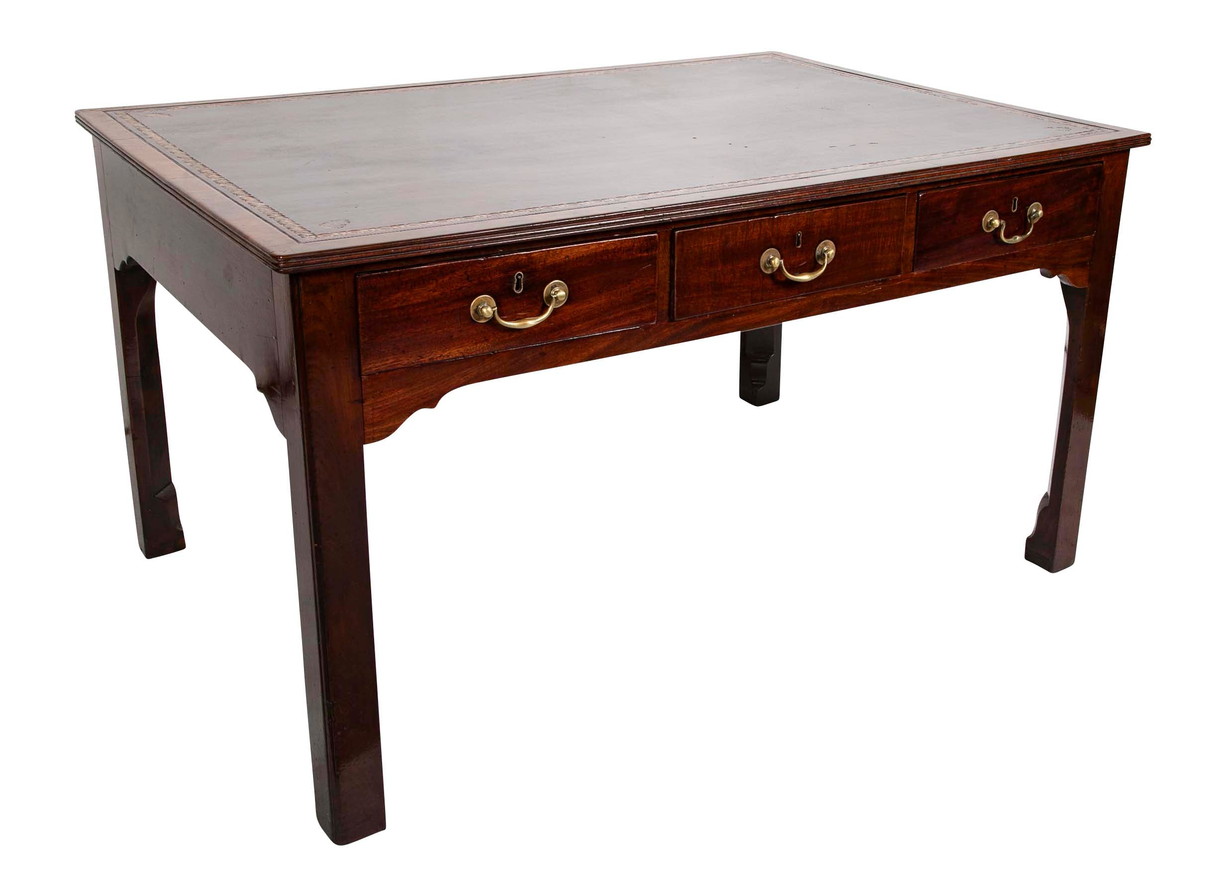 Chippendale Tooled Leather Top Partners Desk