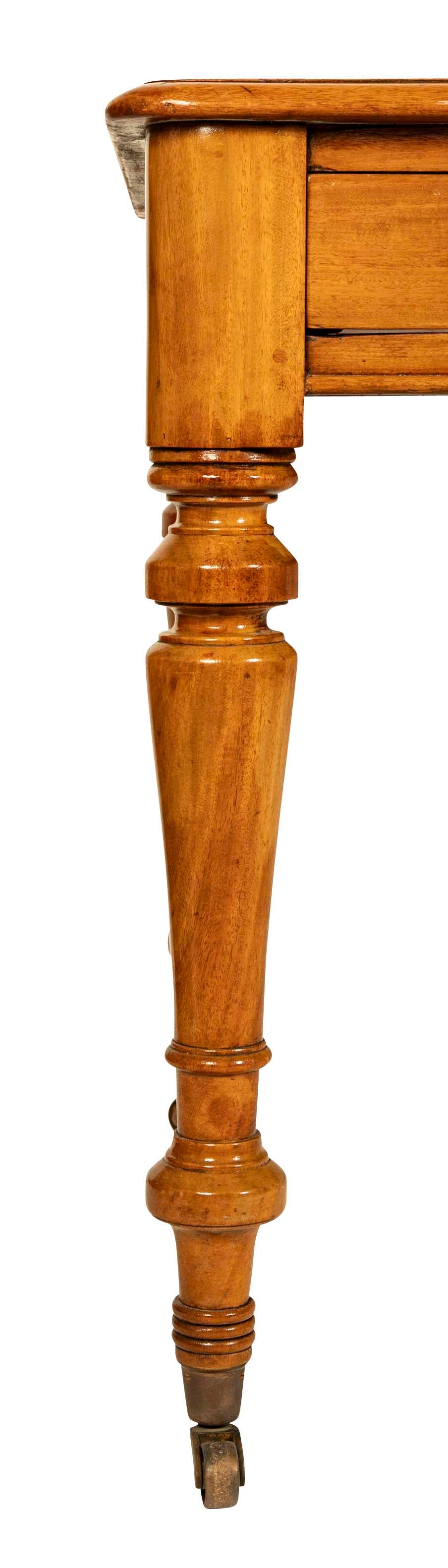 Bleached Mahogany Leather Top Writing Table