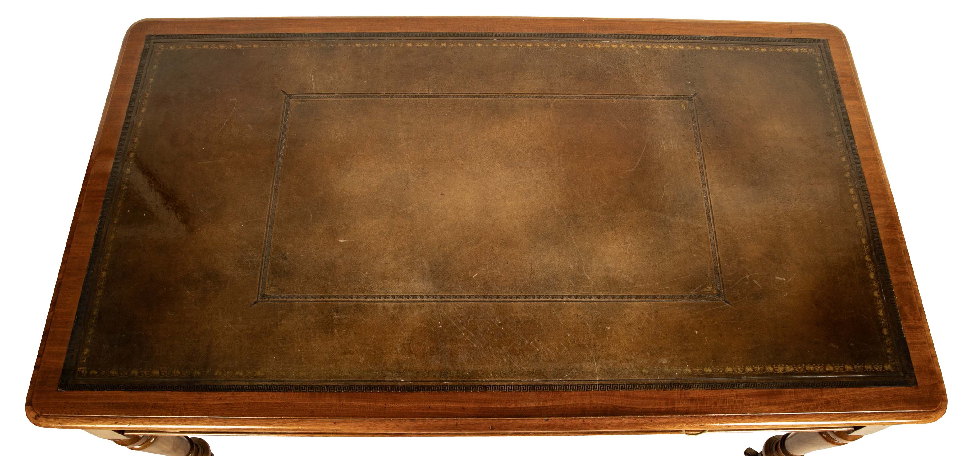 Bleached Mahogany Leather Top Writing Table