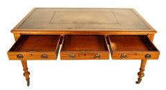 Bleached Mahogany Leather Top Writing Table