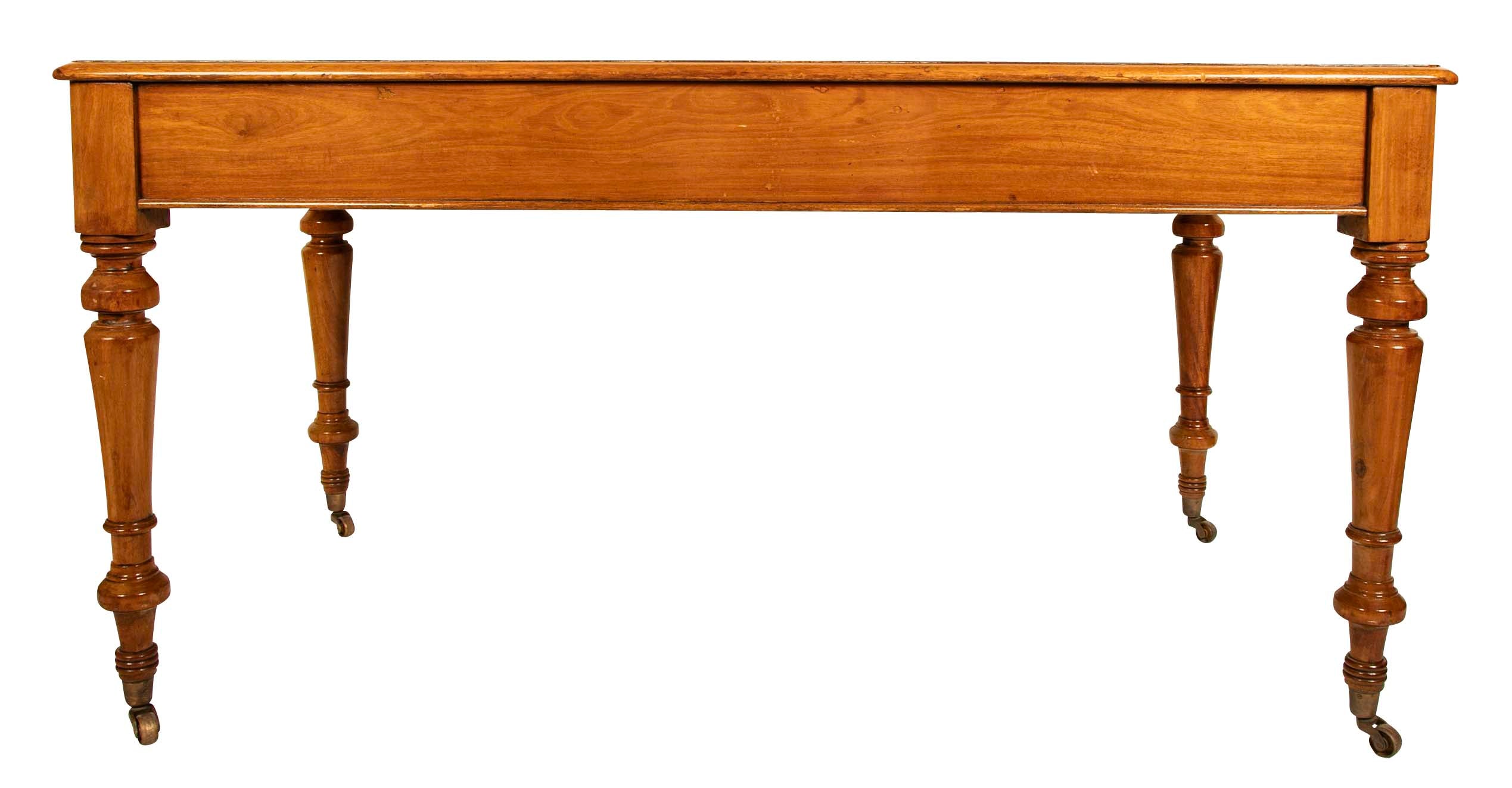 Bleached Mahogany Leather Top Writing Table