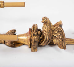 A Pair of Carved and Gilded Two Light Eagle Wall Sconces