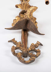A Pair of Carved and Gilded Two Light Eagle Wall Sconces