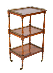 High Regency Bronze Gallery Three Tier Inlaid and Painted Etagere