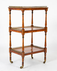 High Regency Bronze Gallery Three Tier Inlaid and Painted Etagere