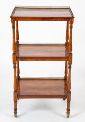 High Regency Bronze Gallery Three Tier Inlaid and Painted Etagere