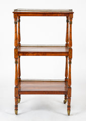 High Regency Bronze Gallery Three Tier Inlaid and Painted Etagere