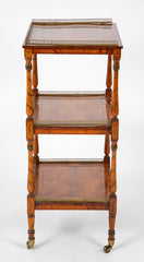 High Regency Bronze Gallery Three Tier Inlaid and Painted Etagere