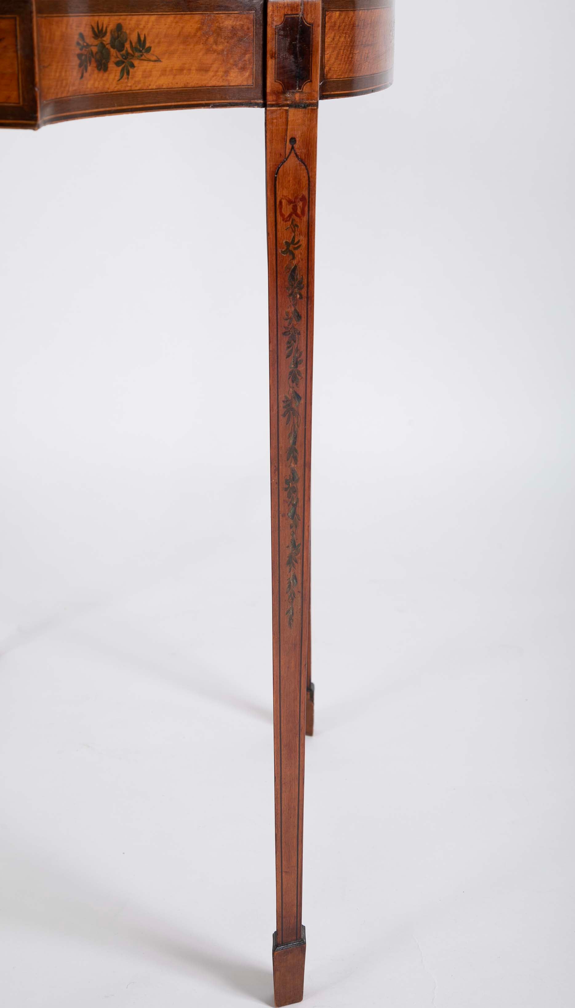Rare George III Satinwood Game Table with Painted Decor