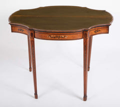 Rare George III Satinwood Game Table with Painted Decor
