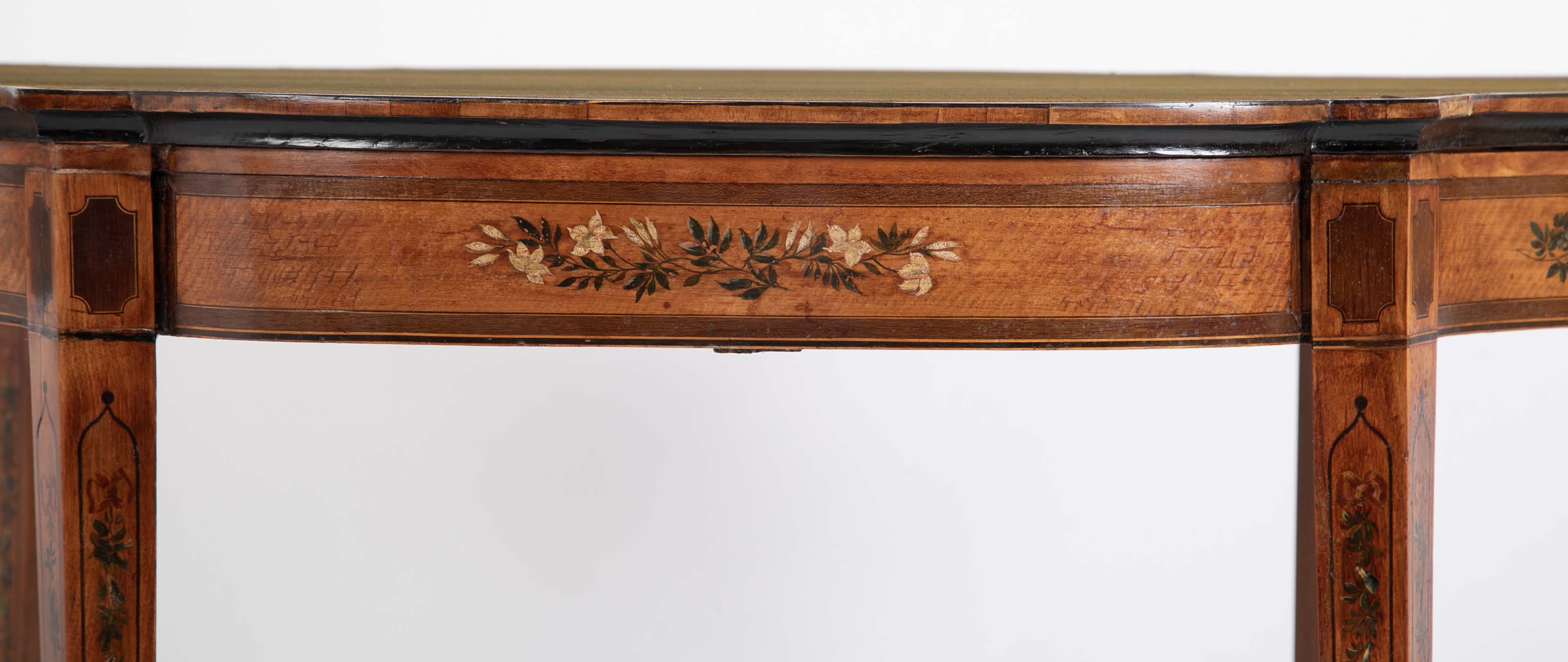 Rare George III Satinwood Game Table with Painted Decor