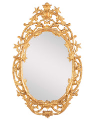 Pair of English George II Period Oval Gilt Mirrors
