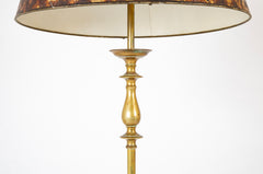 Bronze Turned Floor Lamp with Faux Tortoiseshell Shade