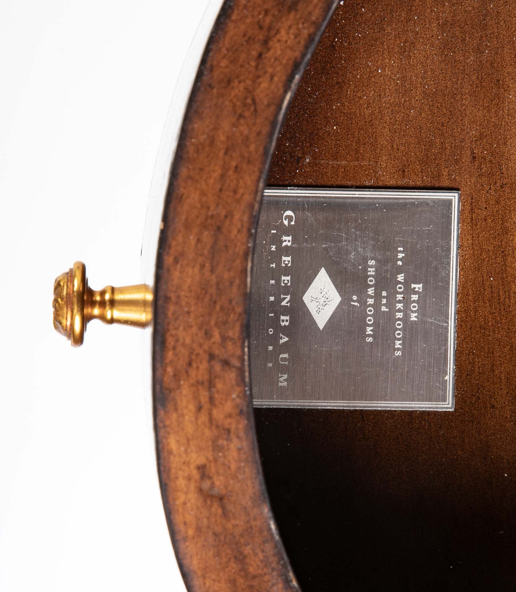 Cylinder Form Leather Faced Side Table with Faux Book Bindings on Drawers and Doors