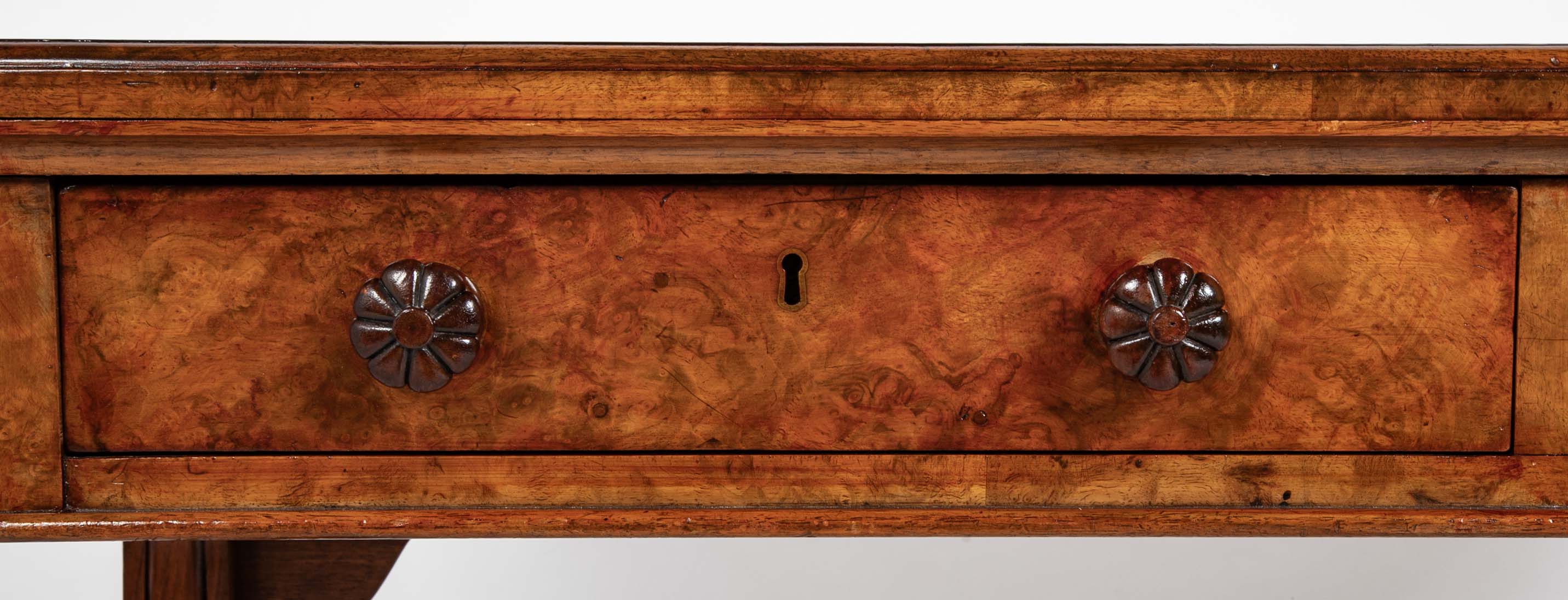 Important William IV Period Desk with Superb Carving Signed Holland & Sons