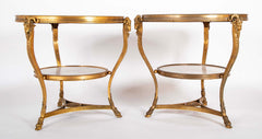 Pair of Important Bronze Marble Top Gueridons