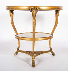 Pair of Important Bronze Marble Top Gueridons