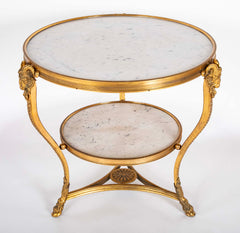 Pair of Important Bronze Marble Top Gueridons
