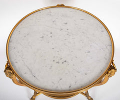 Pair of Important Bronze Marble Top Gueridons