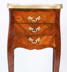Louis XV Style Petite Commode with Marquetry and Bronze Gallery & Feet