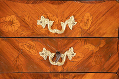 Louis XV Style Petite Commode with Marquetry and Bronze Gallery & Feet