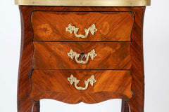 Louis XV Style Petite Commode with Marquetry and Bronze Gallery & Feet