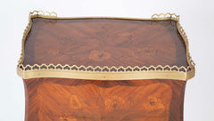 Louis XV Style Petite Commode with Marquetry and Bronze Gallery & Feet
