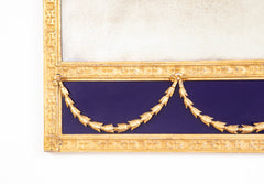 Early 20th Century Neoclassic Gilded Mirror with Cobalt Paneling