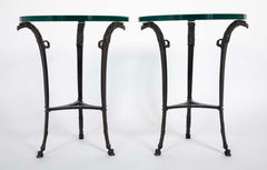 Pair of Patinated Bronze Glass Top Side Tables