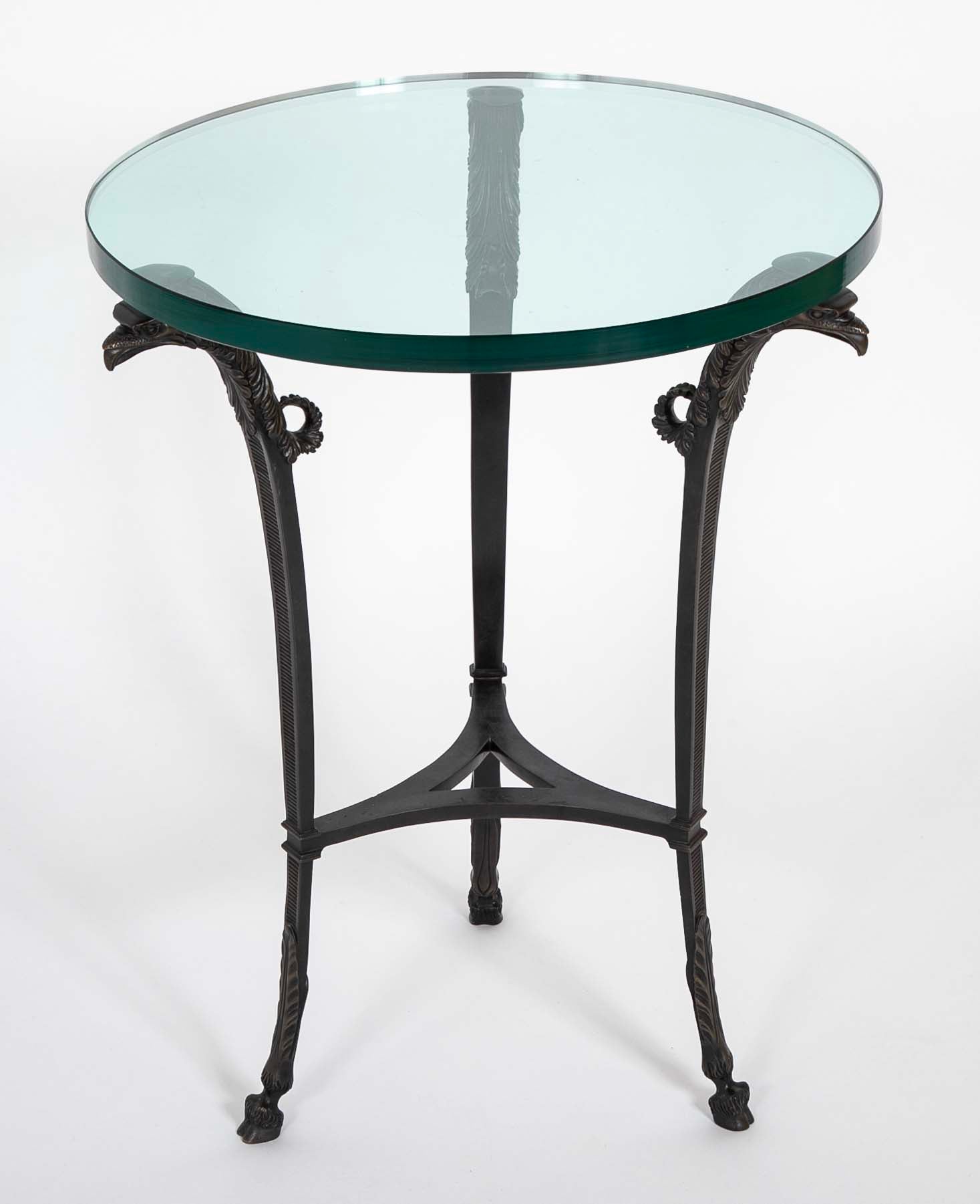 Pair of Patinated Bronze Glass Top Side Tables