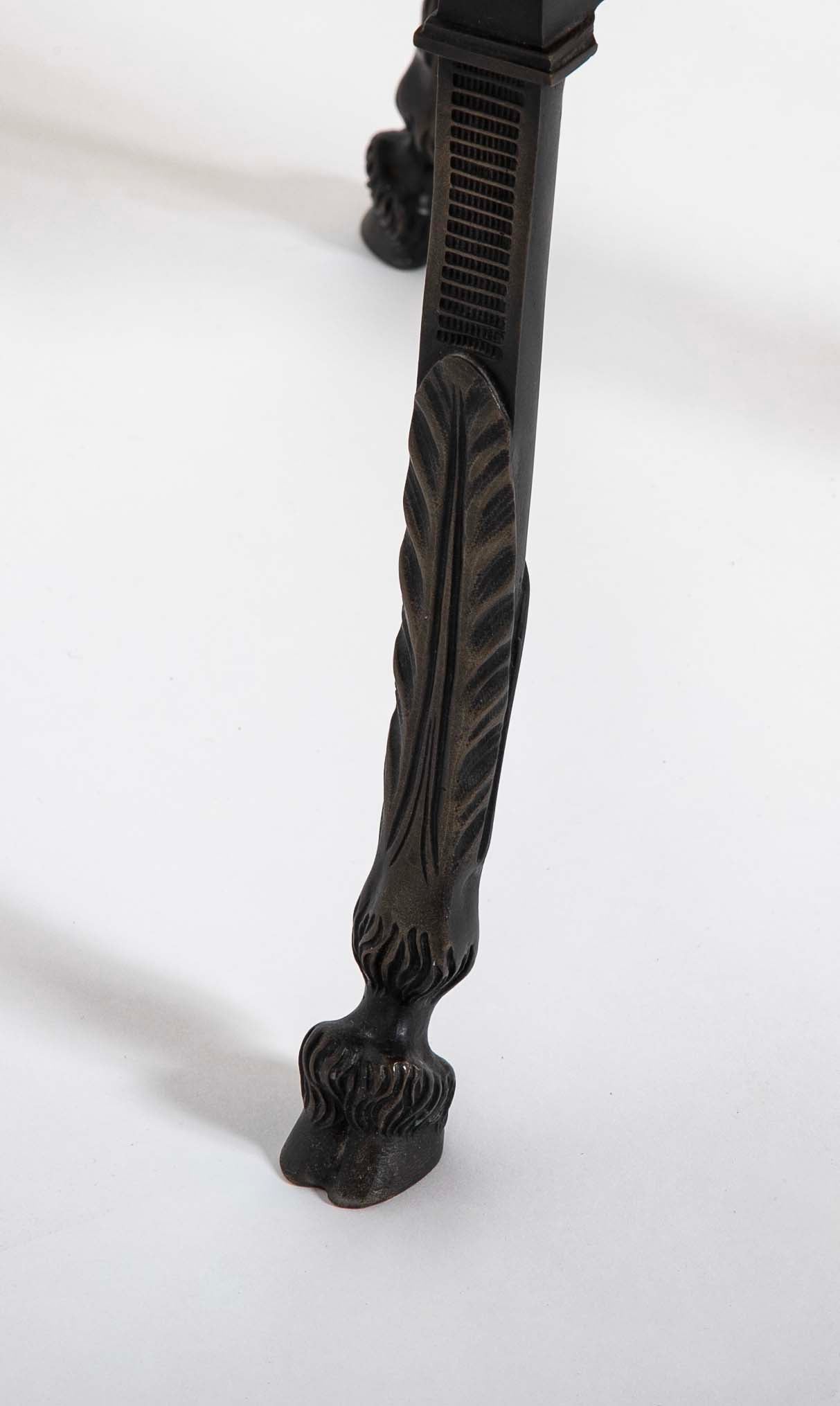 Pair of Patinated Bronze Glass Top Side Tables