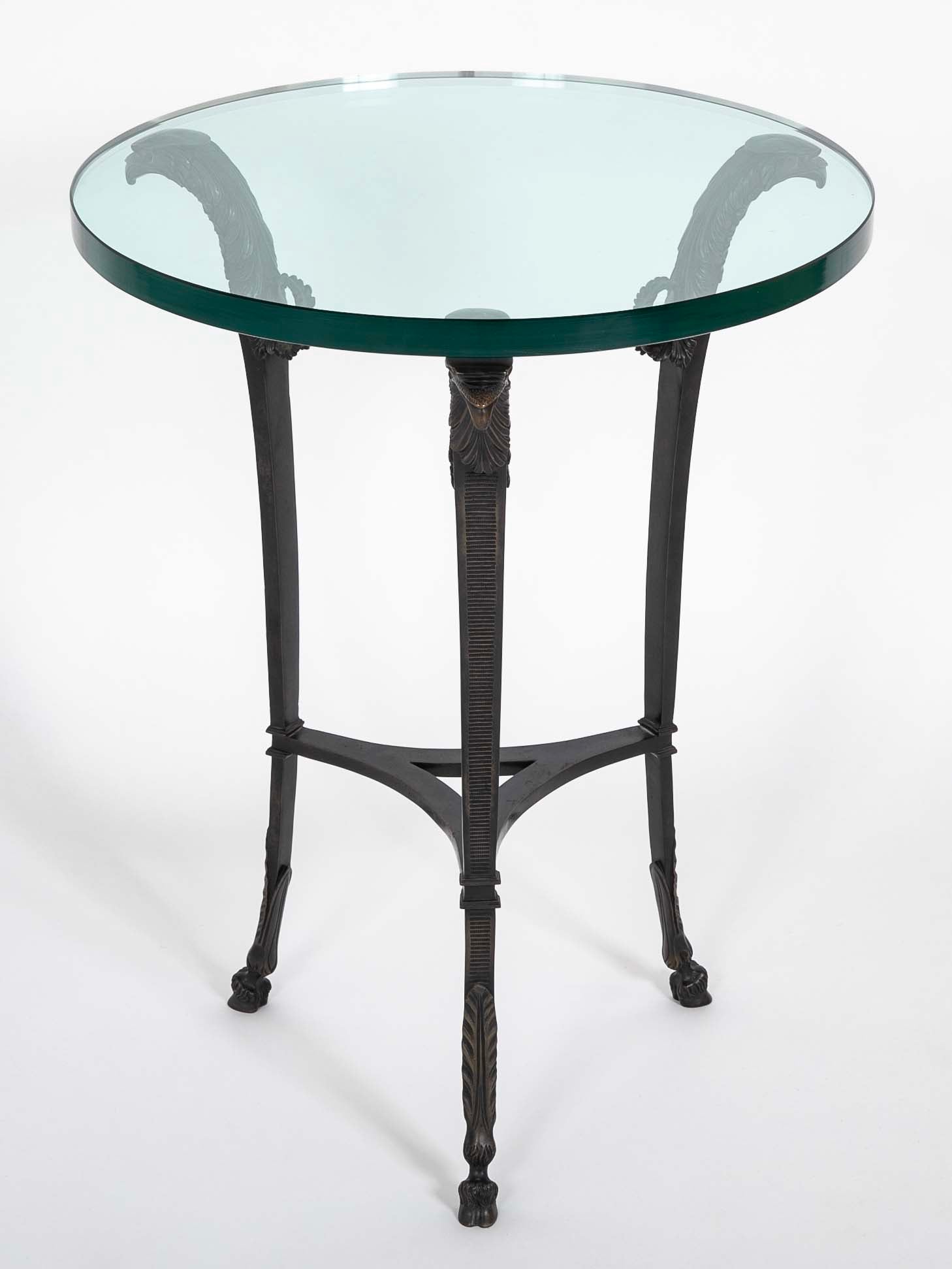 Pair of Patinated Bronze Glass Top Side Tables