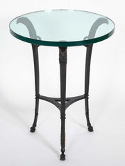 Pair of Patinated Bronze Glass Top Side Tables