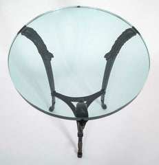 Pair of Patinated Bronze Glass Top Side Tables