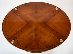 Pair of Brass Trimmed Yew Wood Two Tiered Tables