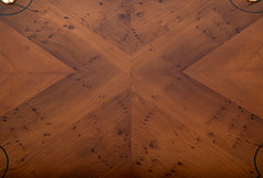 Pair of Brass Trimmed Yew Wood Two Tiered Tables