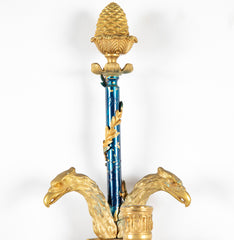 Set of Four Louis XVI Bronze and Cobalt Blue Sconces