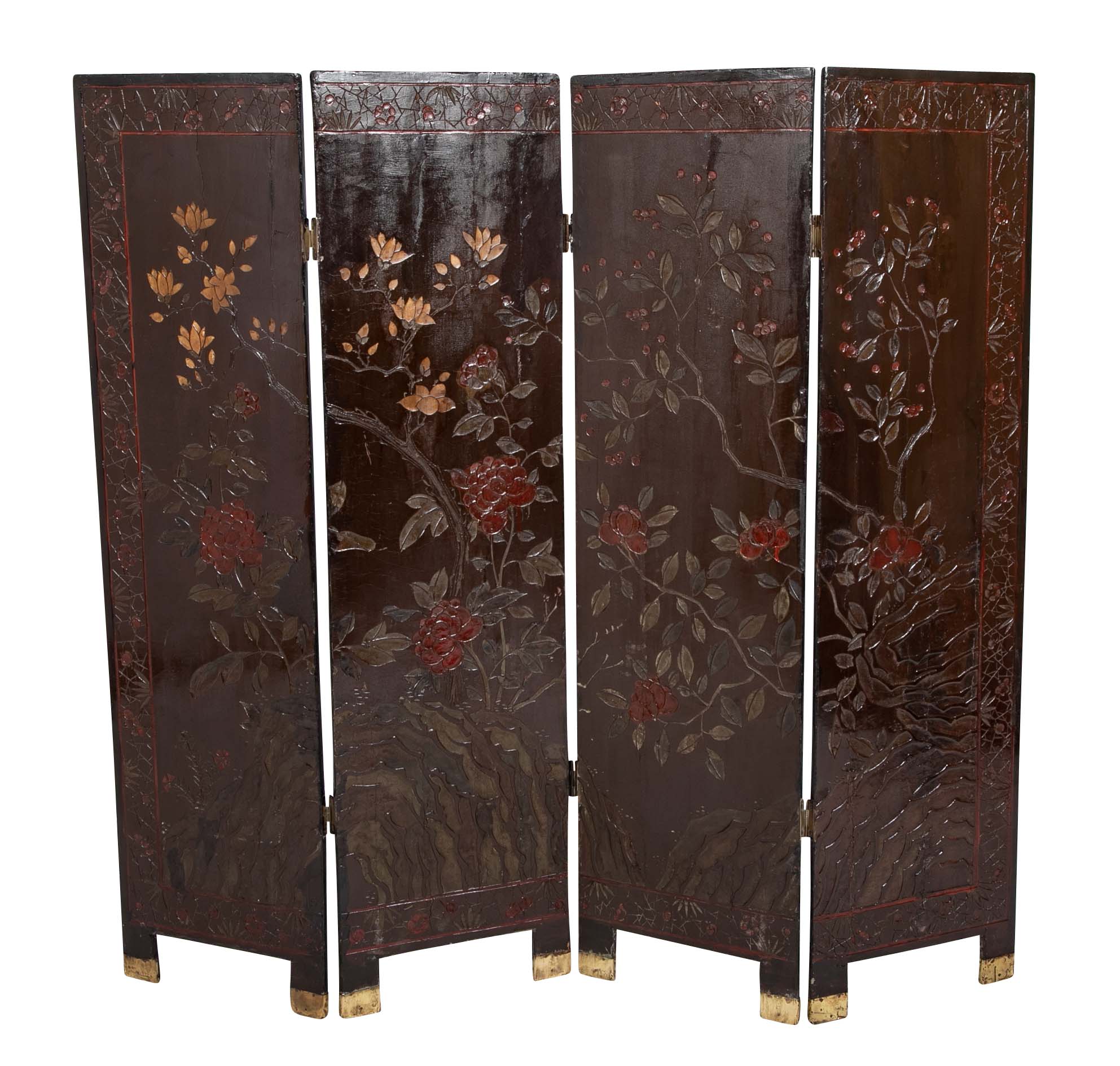 19th Century Chinese Coromandel Screen with 2 Sided Decoration