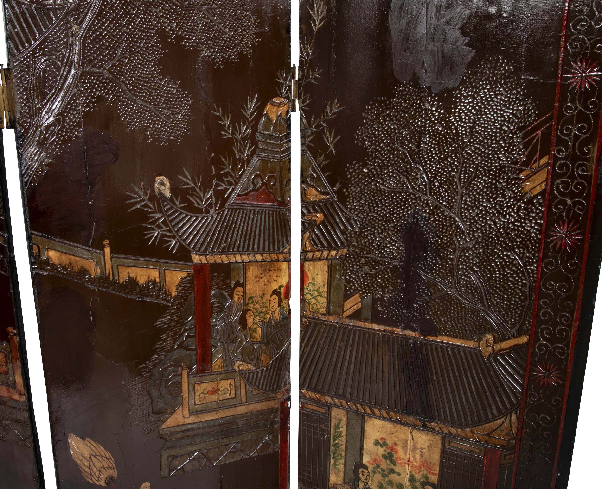 Chinese Four Fold Screen