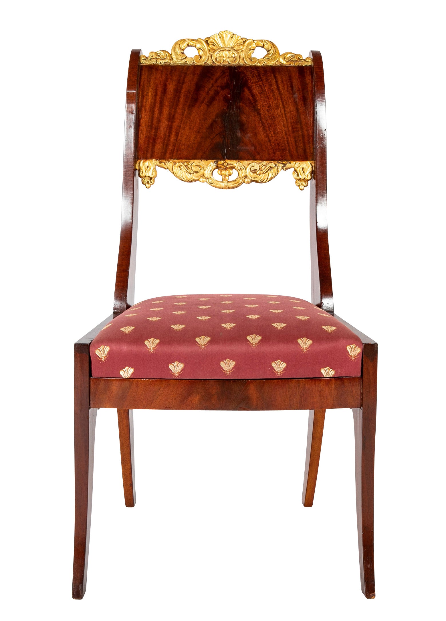 Set of Eight Russian Dining Chairs with Gilt Cresting