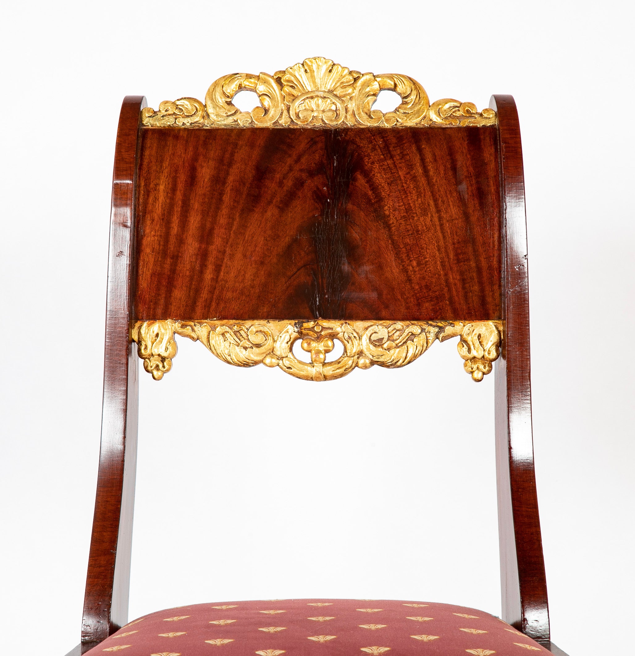 Set of Eight Russian Dining Chairs with Gilt Cresting