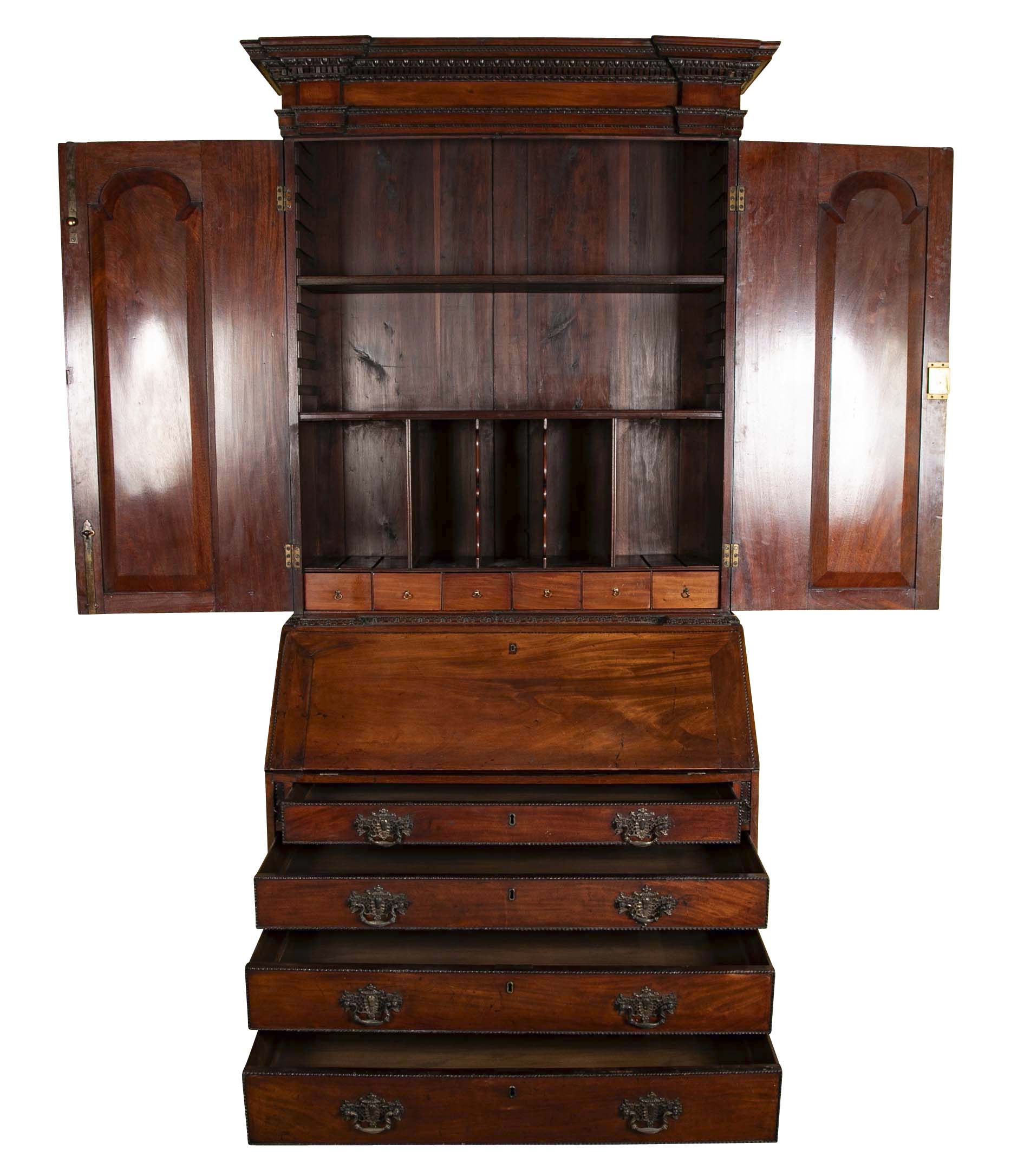 George II Mahogany Architectural Secretary Desk