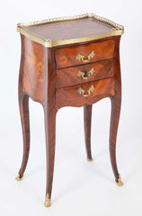 Louis XV Three Drawer Petite Commode with Marquetry Top & Sides